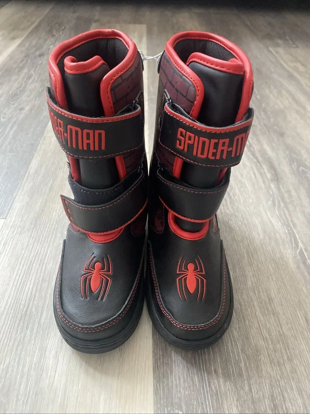 Marvel Boys Spider-Man Light-Up Hook & Loop Winter Boots Red/Black Size 7